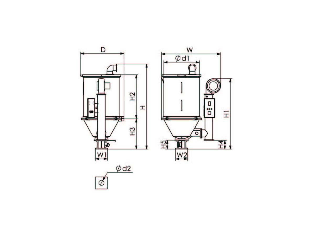 HHD-300E إلى HHD-400E مرجع الأبعاد