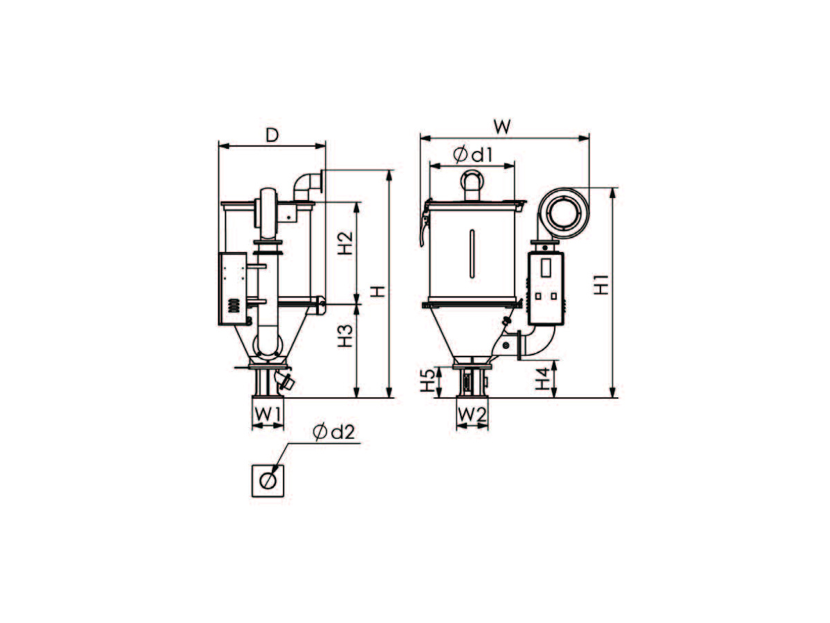 HHD-12E to HHD-200E dimensional reference