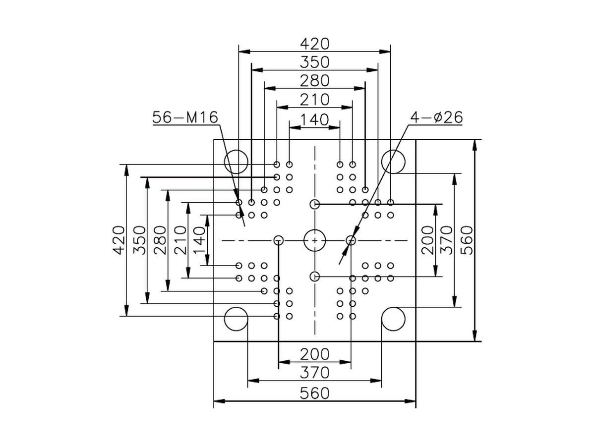 BN-110 platen front dimensions.