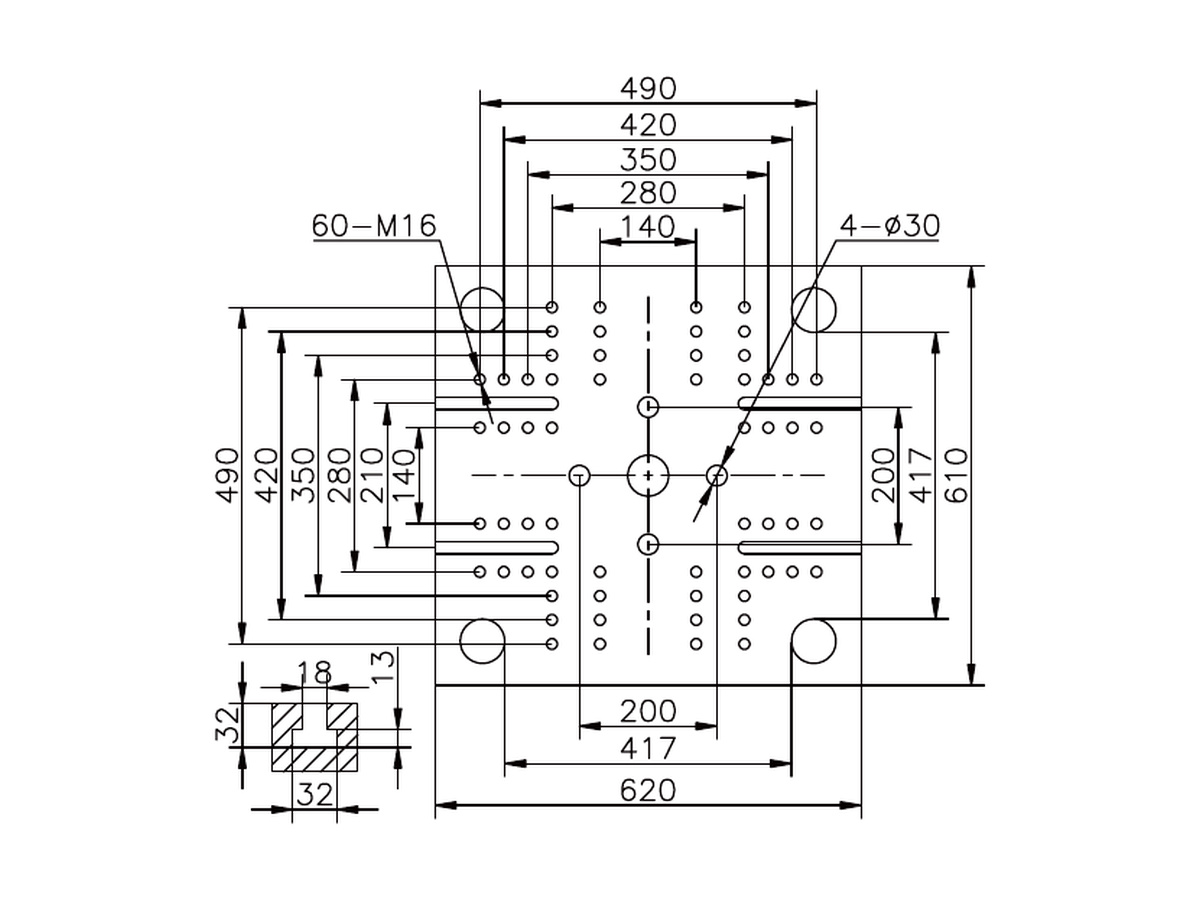 BN-140 platen front dimensions.