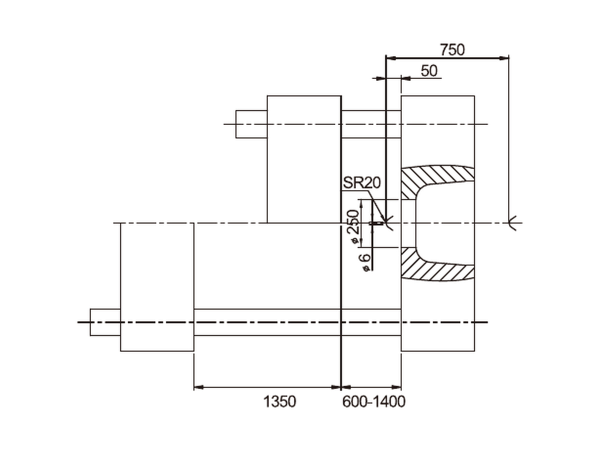 BN-1400 platen side dimensions.