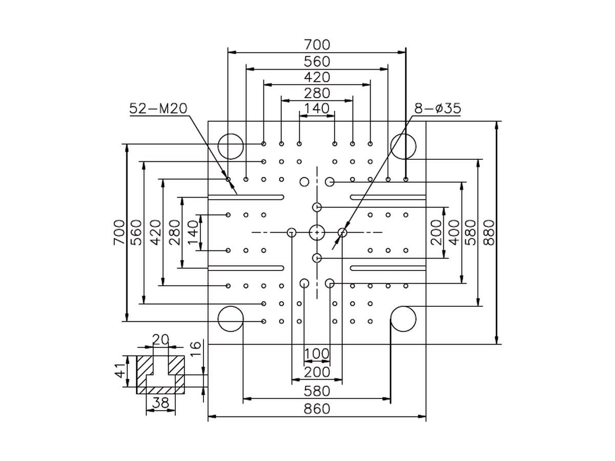 BN-270 platen front dimensions.