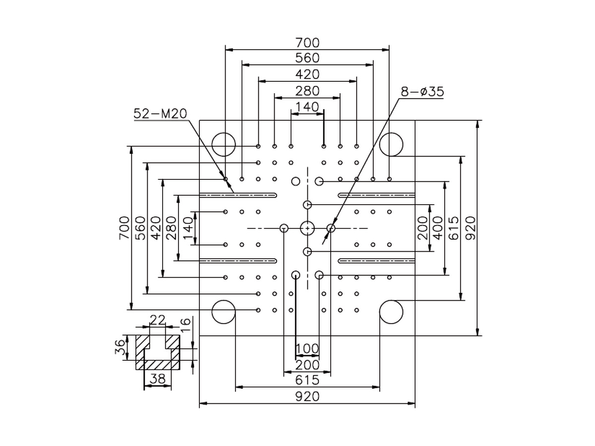 BN-300 platen front dimensions.