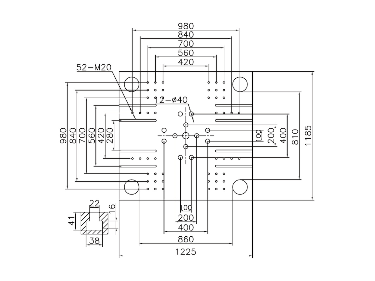 BN-560 platen front dimensions.