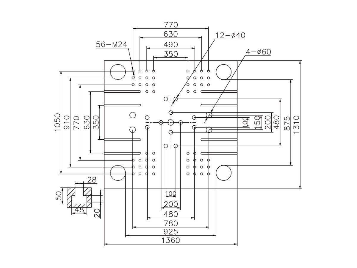 BN-680 platen front dimensions.