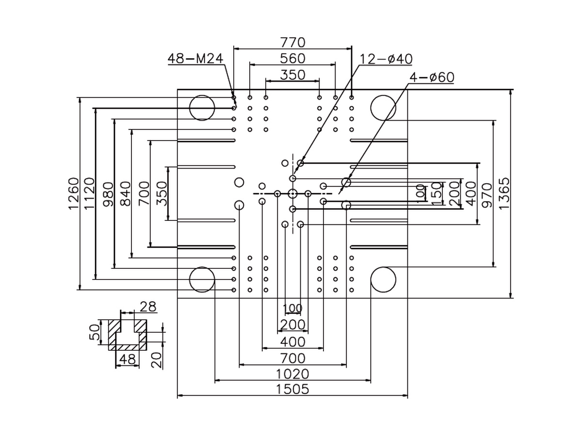 BN-780 platen front dimensions.