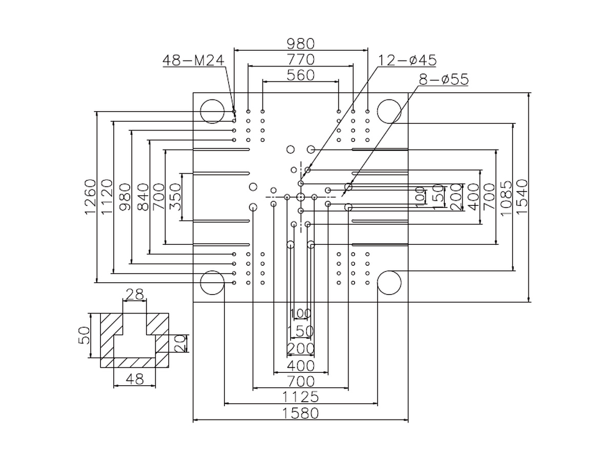 BN-900 platen front dimensions.