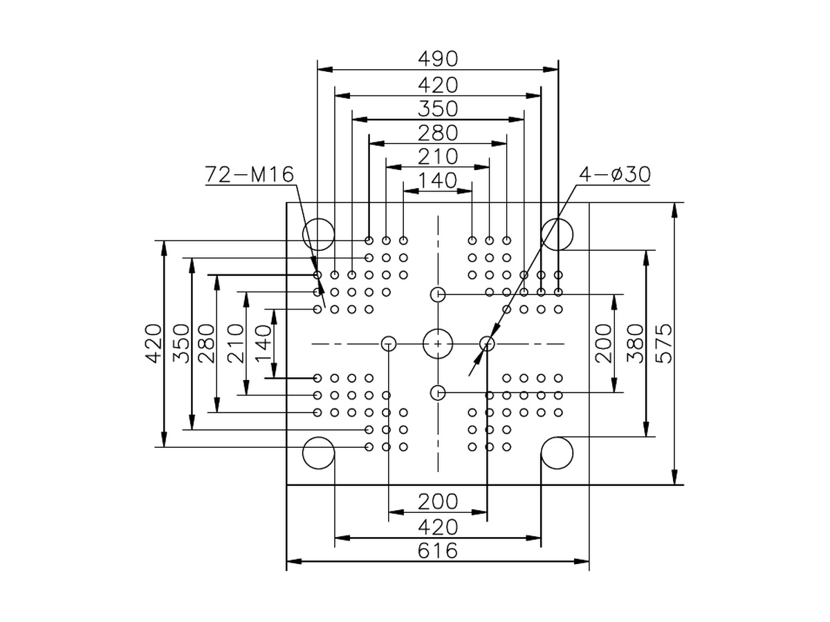 BNK-120 platen front dimensions.