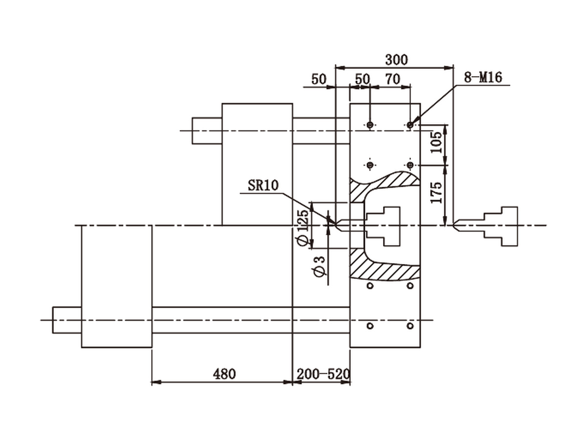 BNK-150 platen side dimensions.