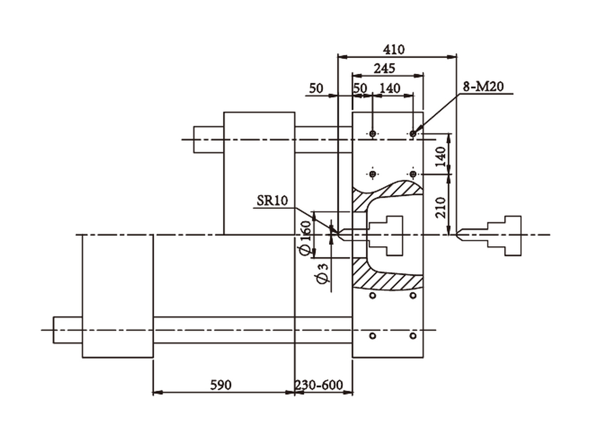 BNK-250 platen side dimensions.
