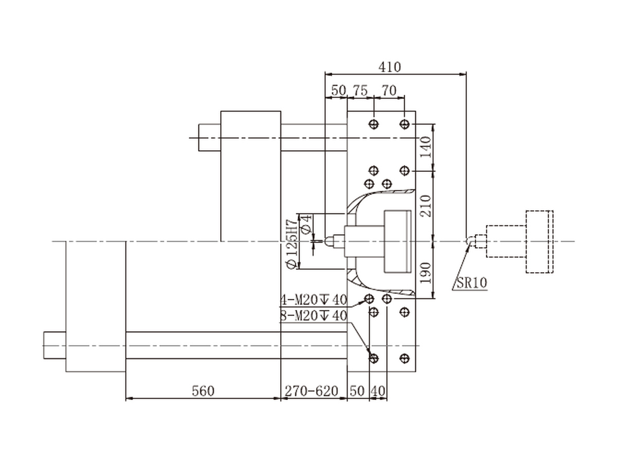 BNK-280 platen side dimensions.