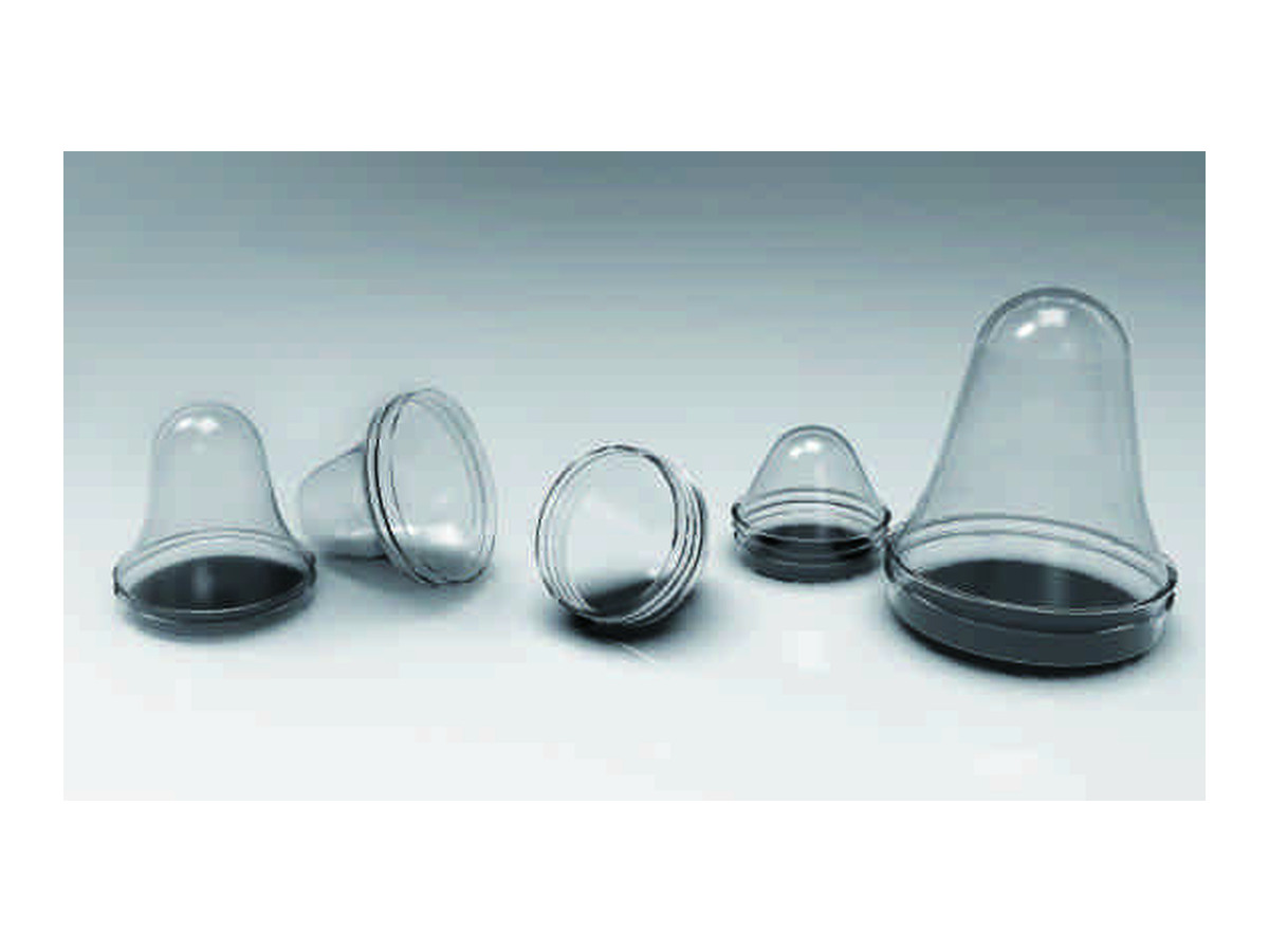 Wide-mouth preform examples from the brochure; final dimensions depend on the project drawing.